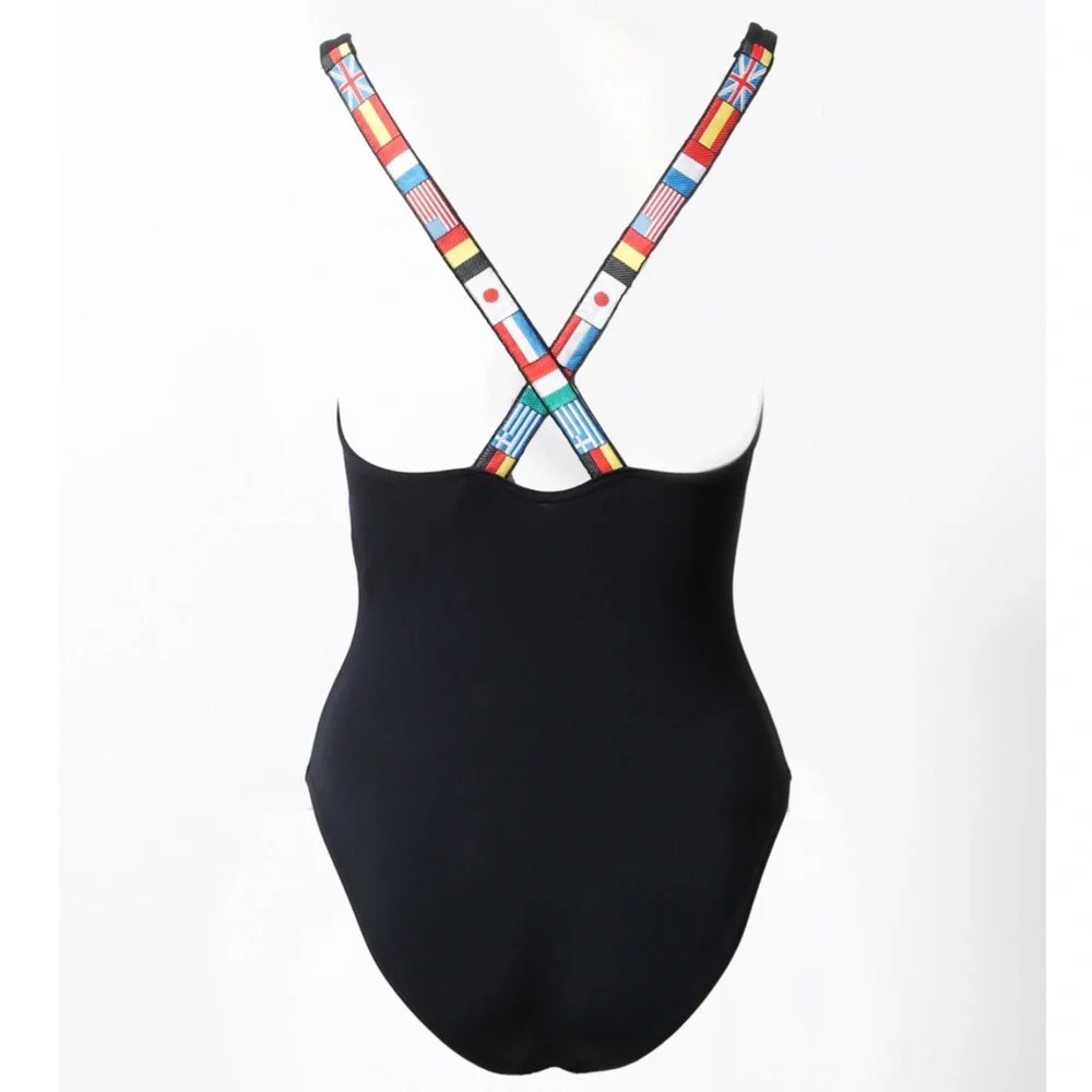 RARE Authentic CHANEL 1994 Collector Flag "CC" Swimsuit Sz 36 In Black - Picture 5 of 14